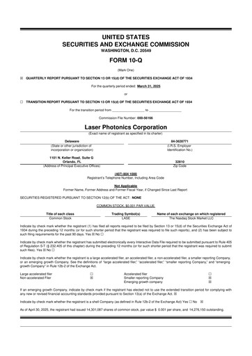 Miniature Laser Photonics 10-Q Rapport trimestriel 2025 