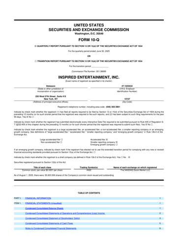 Thumbnail Inspired Entertainment 10-Q Quarterly Report FY2025 