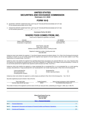 Thumbnail Where Food Comes From 10-Q Quarterly Report FY2025 