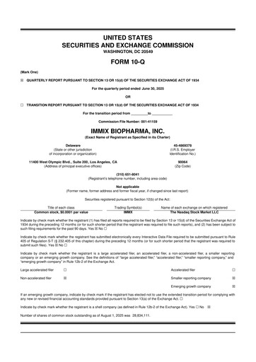 Thumbnail Immix Biopharma 10-Q Quarterly Report FY2025 