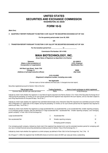Vorschaubild MAIA Biotechnology 10-Q Quartalsbericht 2025 