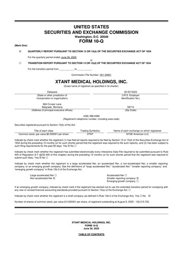 Vorschaubild Xtant Medical 10-Q Quartalsbericht  