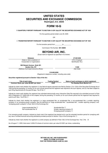 Thumbnail Beyond Air 10-Q Quarterly Report FY2026 