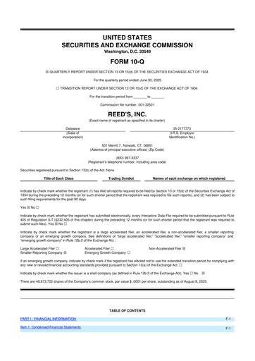 Vorschaubild Reed's, Inc. 10-Q Quartalsbericht  