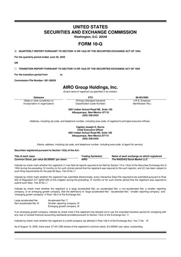 Vorschaubild AIRO Group Holdings 10-Q Quartalsbericht 2025 