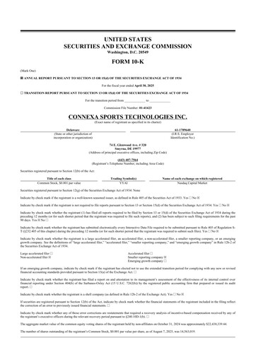 Thumbnail Connexa Sports Technologies 10-K Annual Report 2025