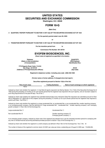 Thumbnail Evofem Biosciences
 10-Q Quarterly Report FY2025 
