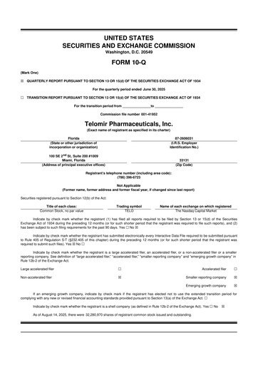 Thumbnail Telomir Pharmaceuticals 10-Q Quarterly Report FY2025 