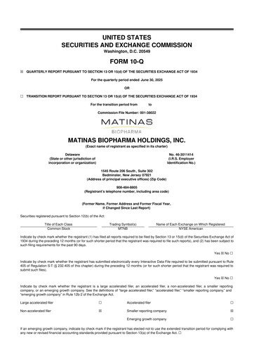 Thumbnail Matinas BioPharma 10-Q Quarterly Report FY2025 