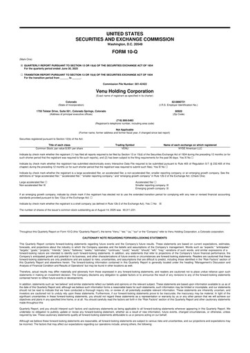 Thumbnail Venu Holding Corporation 10-Q Quarterly Report FY2025 