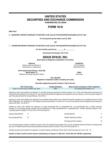 Thumbnail Sidus Space 10-Q Quarterly Report FY2025 