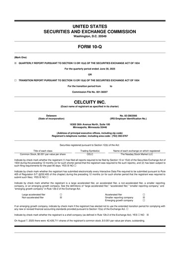 Vorschaubild Celcuity Inc. 10-Q Quartalsbericht 2025 