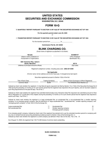 Thumbnail Blink Charging
 10-Q Quarterly Report FY2025 