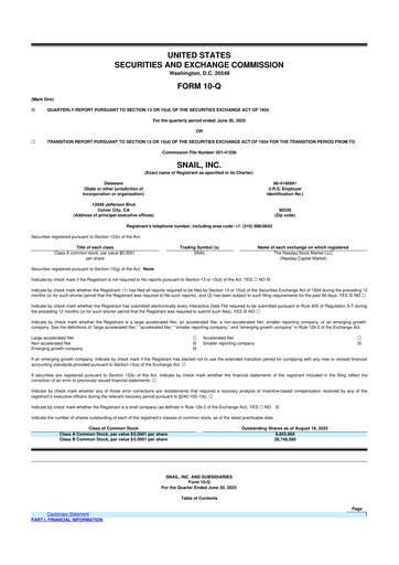 Vorschaubild Snail Inc 10-Q Quartalsbericht 2025 