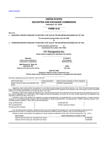 Thumbnail vTv Therapeutics
 10-Q Quarterly Report FY2022 