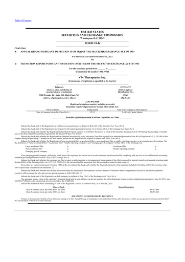 Thumbnail vTv Therapeutics
 10-K Annual Report 2022