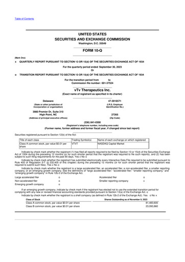 Thumbnail vTv Therapeutics
 10-Q Quarterly Report FY2023 