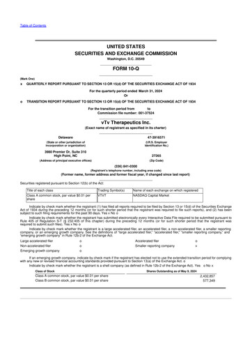 Thumbnail vTv Therapeutics
 10-Q Quarterly Report FY2024 