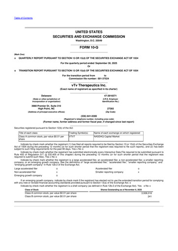 Thumbnail vTv Therapeutics
 10-Q Quarterly Report FY2025 