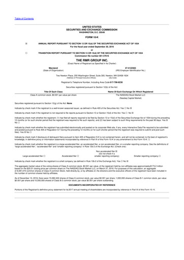 Thumbnail The RMR Group
 10-K Annual Report 2016