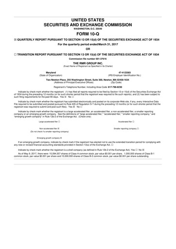 Thumbnail The RMR Group
 10-Q Quarterly Report FY2017 