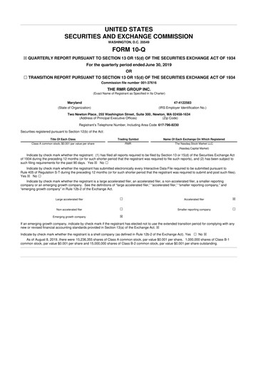 Thumbnail The RMR Group
 10-Q Quarterly Report FY2019 