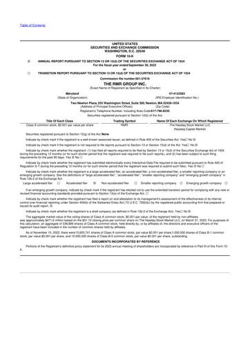 Thumbnail The RMR Group
 10-K Annual Report 2022