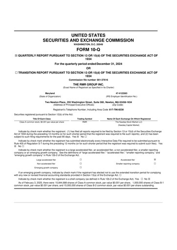 Thumbnail The RMR Group
 10-Q Quarterly Report FY2025 