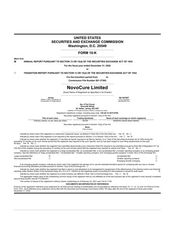 Thumbnail Novocure
 10-K Annual Report 2020