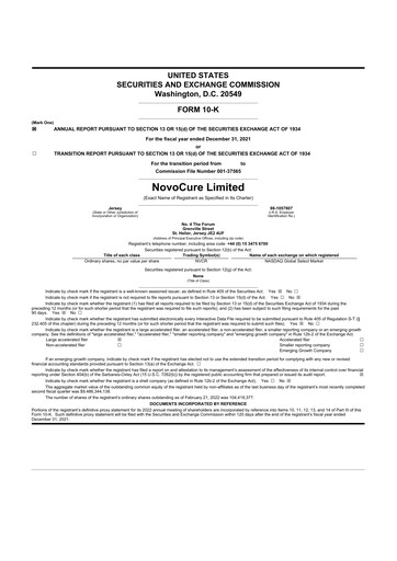 Thumbnail Novocure
 10-K Annual Report 2021