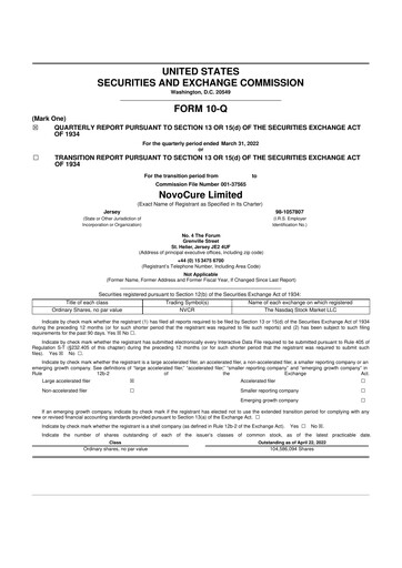 Thumbnail Novocure
 10-Q Quarterly Report FY2022 