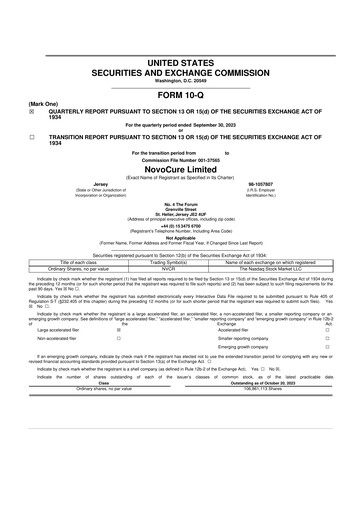 Thumbnail Novocure
 10-Q Quarterly Report FY2023 