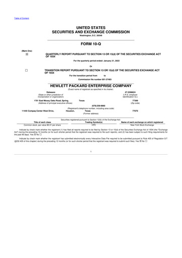Thumbnail Hewlett Packard Enterprise 10-Q Quarterly Report FY2022 