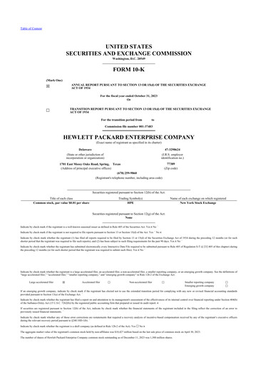 Thumbnail Hewlett Packard Enterprise 10-K Annual Report 2023