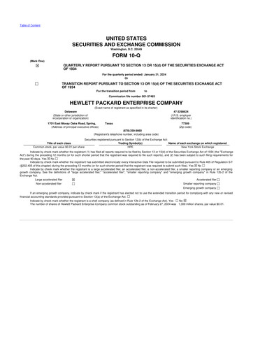 Thumbnail Hewlett Packard Enterprise 10-Q Quarterly Report FY2024 