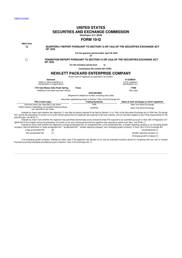 Thumbnail Hewlett Packard Enterprise 10-Q Quarterly Report FY2025 
