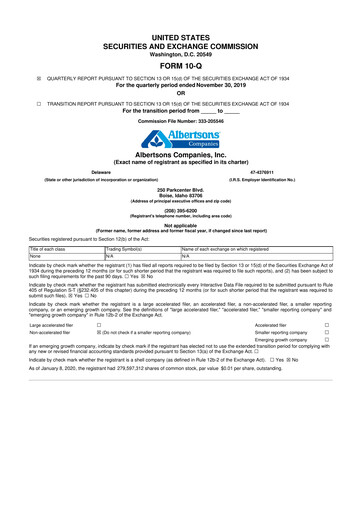 Thumbnail Albertsons 10-Q Quarterly Report FY2019 