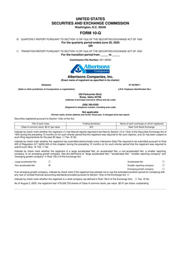 Thumbnail Albertsons 10-Q Quarterly Report FY2020 