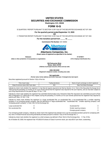 Thumbnail Albertsons 10-Q Quarterly Report FY2020 