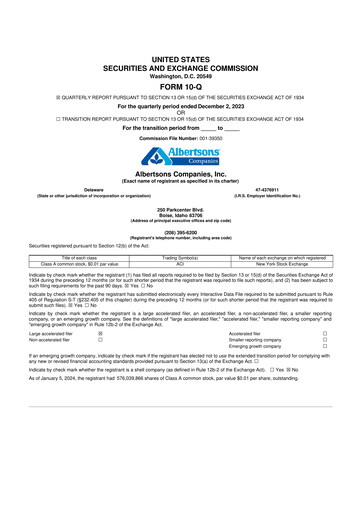 Thumbnail Albertsons 10-Q Quarterly Report FY2023 
