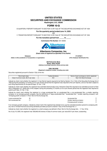 Thumbnail Albertsons 10-Q Quarterly Report FY2025 