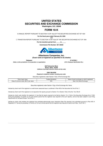 Thumbnail Albertsons 10-K Annual Report 