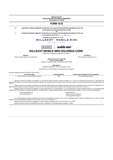 Vorschaubild WillScot 10-Q Quartalsbericht 2023 