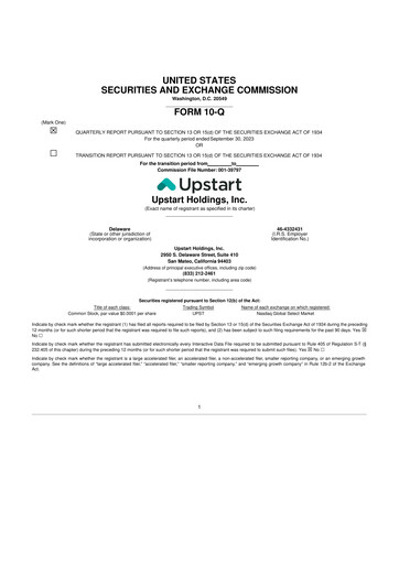 Thumbnail Upstart 10-Q Quarterly Report FY2023 