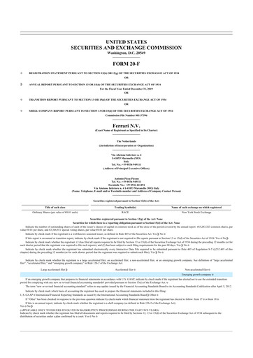 Thumbnail Ferrari 20-F Annual Report 2019