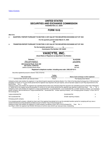 Thumbnail Vaxcyte
 10-Q Quarterly Report FY2025 