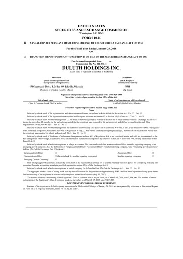 Thumbnail Duluth Holdings 10-K Annual Report 2018