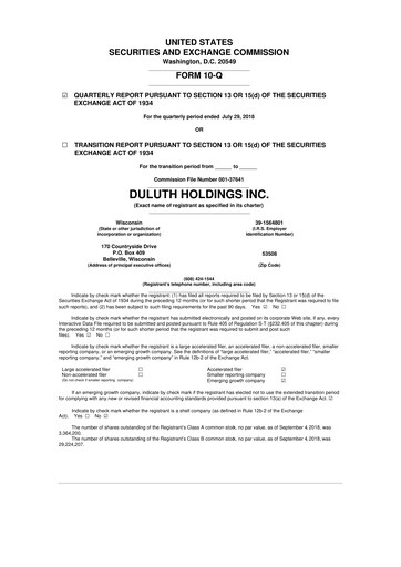 Thumbnail Duluth Holdings 10-Q Quarterly Report FY2019 