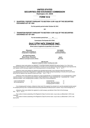 Thumbnail Duluth Holdings 10-Q Quarterly Report FY2019 