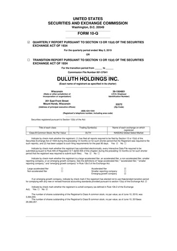Thumbnail Duluth Holdings 10-Q Quarterly Report FY2020 